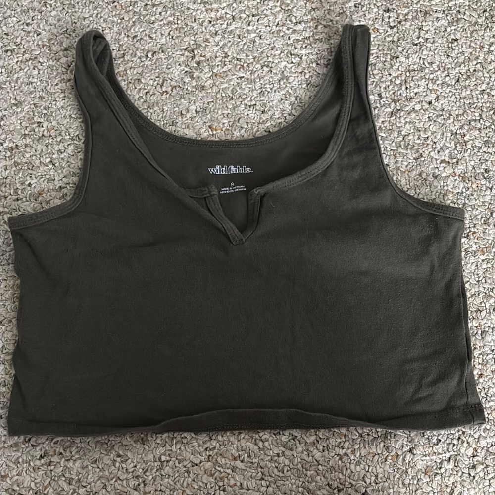 Wild Fable Black Fitted Crop Tank Top